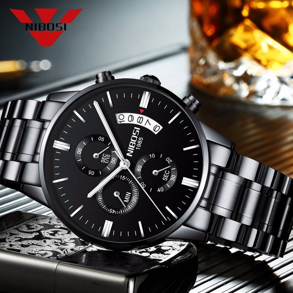 Luxury Watch Magazine - Reloj NIBOSI de cuarzo negro de