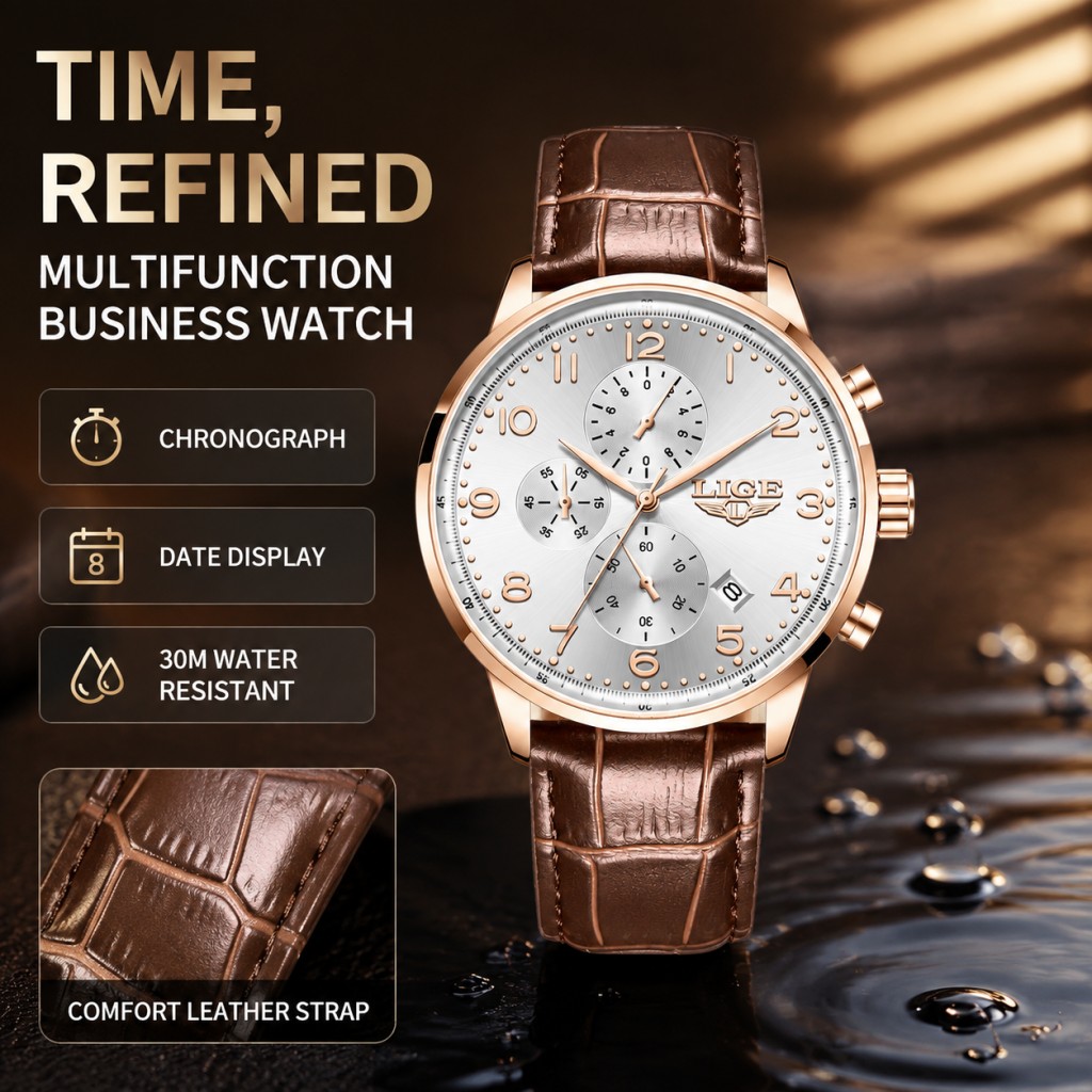 Luxury Watch Top 10 - Reloj LIGE Nuevo para Hombre, Reloj