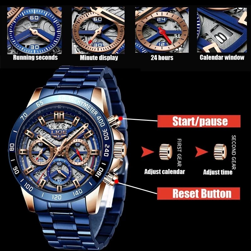 LIGE-reloj analógico de cuarzo - Luxury Watch Maker reseña y precio